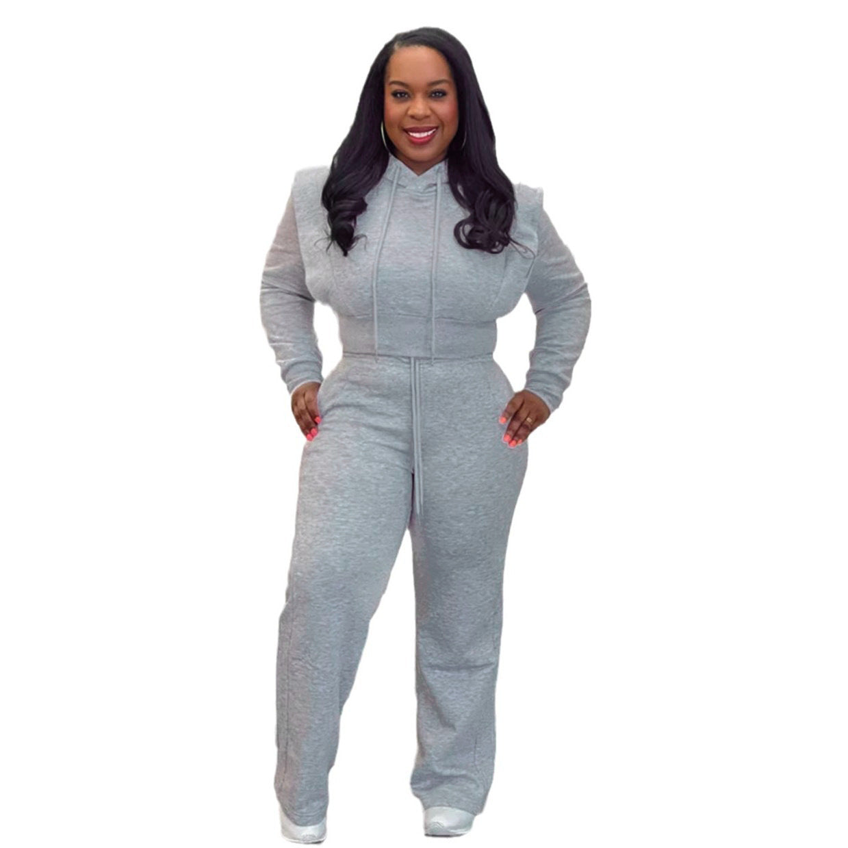 European And American Hooded Sweater Wide Leg Two-piece Set