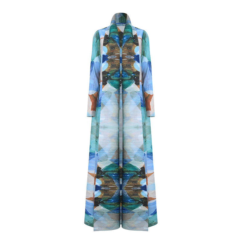 Loose Lace-up Lapel Below The Knee Plus Size Dress