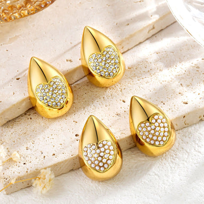 18K Gold Stainless Steel Simple Geometric Water Drop Ear Studs