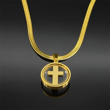 Stylish Retro Minimalism All-match Glass Cross Pendant