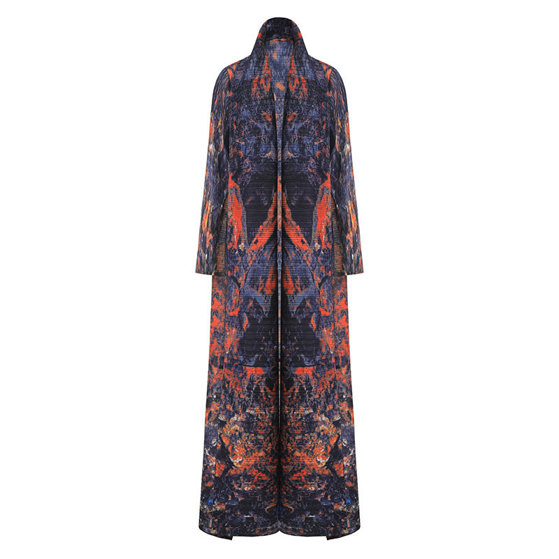 Women's Long-sleeved Cardigan Printed Dress