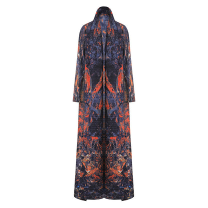 Women's Long-sleeved Cardigan Printed Dress