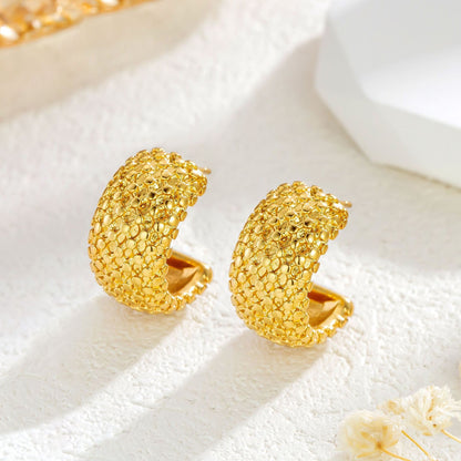 Stainless Steel C- Type Gold Earrings Women's Stainless Steel