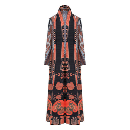 Plus Size Printed Cardigan Muslim Robe