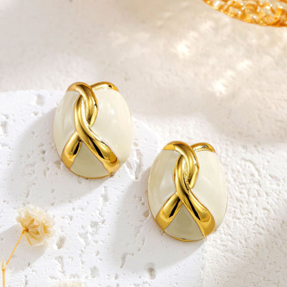 Vintage Egg Surface Enamel Enamel Earrings Women