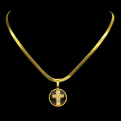 Stylish Retro Minimalism All-match Glass Cross Pendant