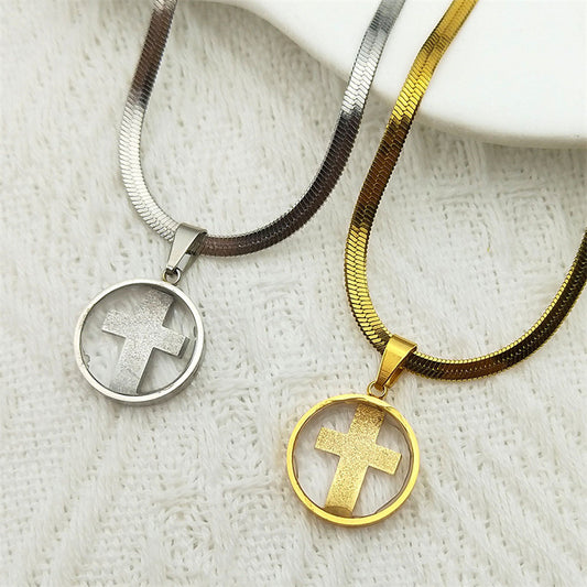 Stylish Retro Minimalism All-match Glass Cross Pendant