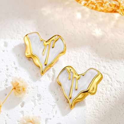 Liquid Irregular Heart-shaped Dripping Stud Earrings Women