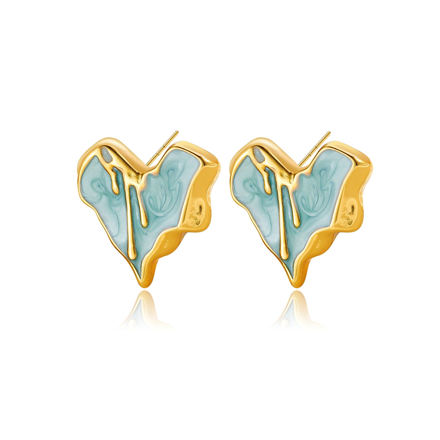 Liquid Irregular Heart-shaped Dripping Stud Earrings Women