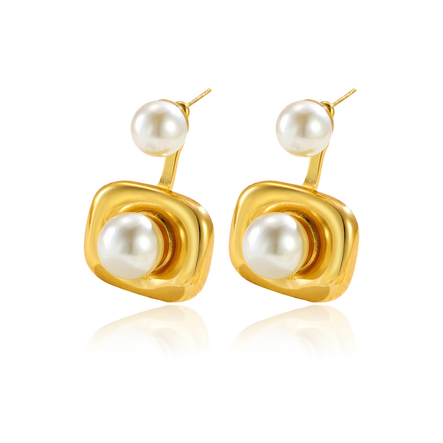 Square Pearl-studded Earrings Female Niche Design