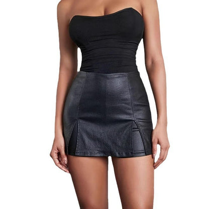 Autumn And Winter Small Leather Skirt Women's High Waist