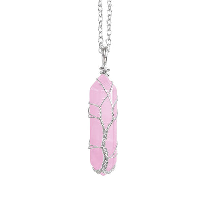 Natural Raw Gemstone Crystal Hexagonal Prism Necklace