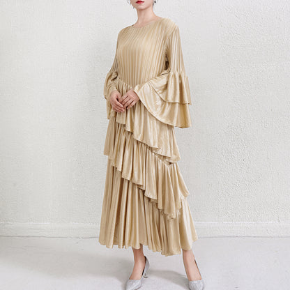 Autumn And Winter French Style Temperament Pleated Dress