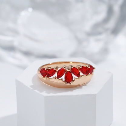 French Retro Red Zircon Ring