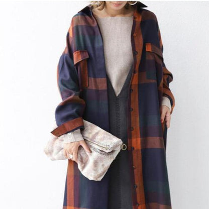 Elegant Plaid Long-sleeved Cardigan Wide-leg Pants Two-piece Set