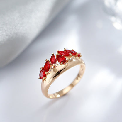 French Retro Red Zircon Ring