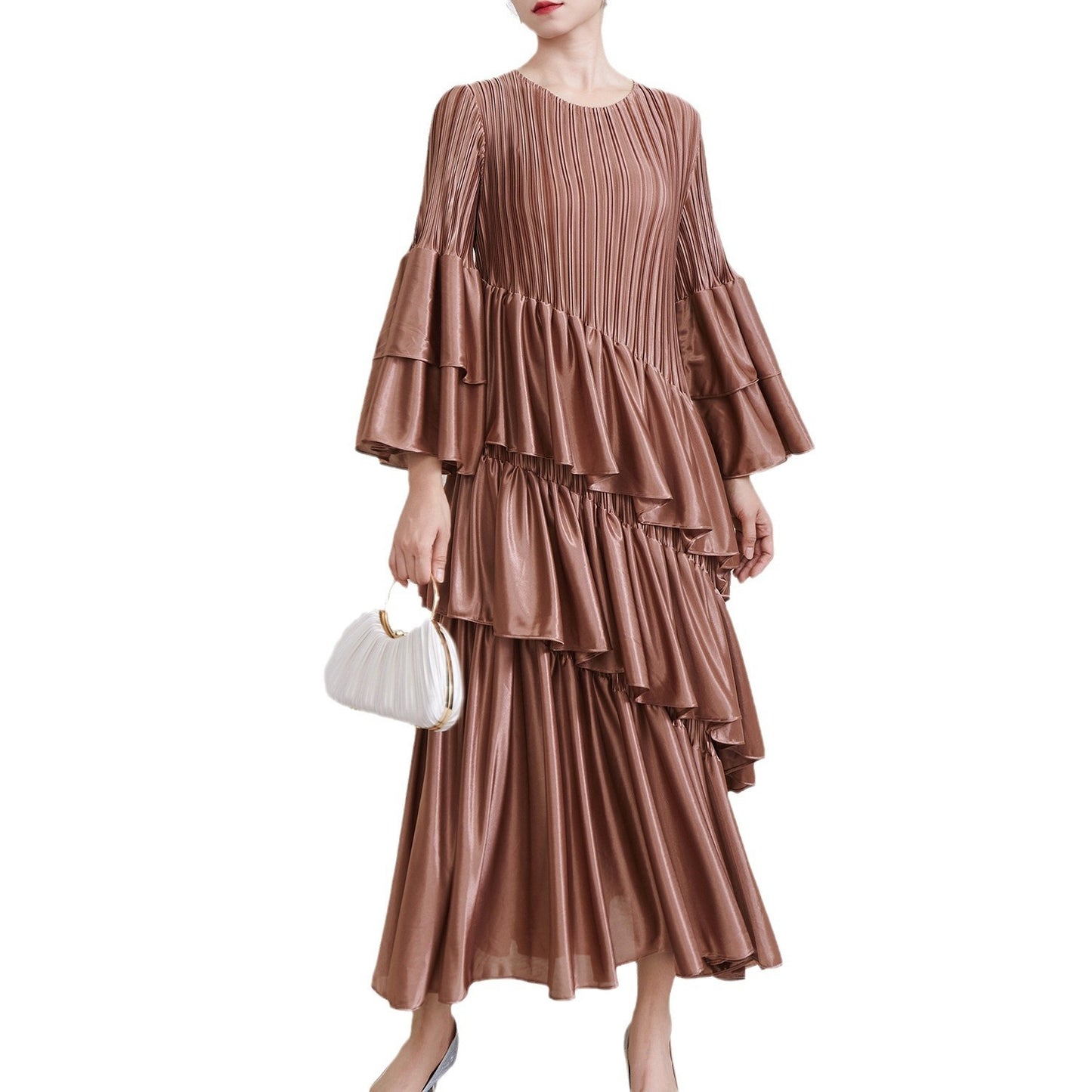 Autumn And Winter French Style Temperament Pleated Dress