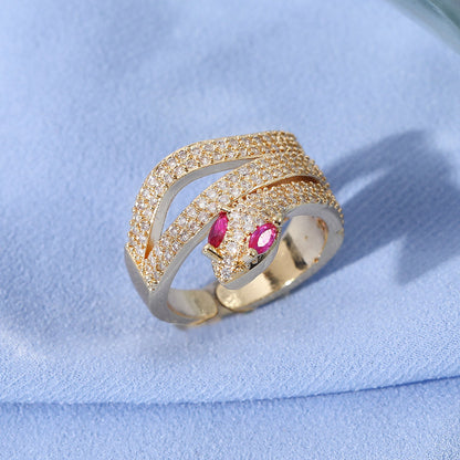 New European And American Diamond Cobra Ring