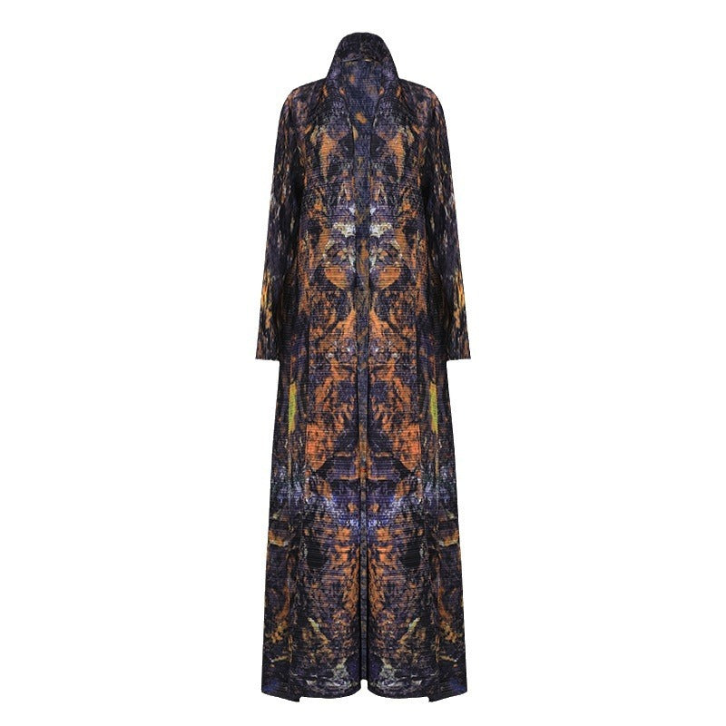 Women's Long-sleeved Cardigan Printed Dress