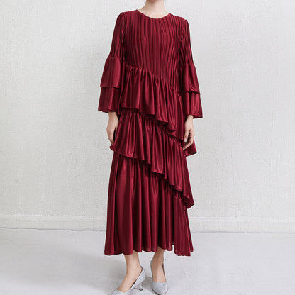 Autumn And Winter French Style Temperament Pleated Dress