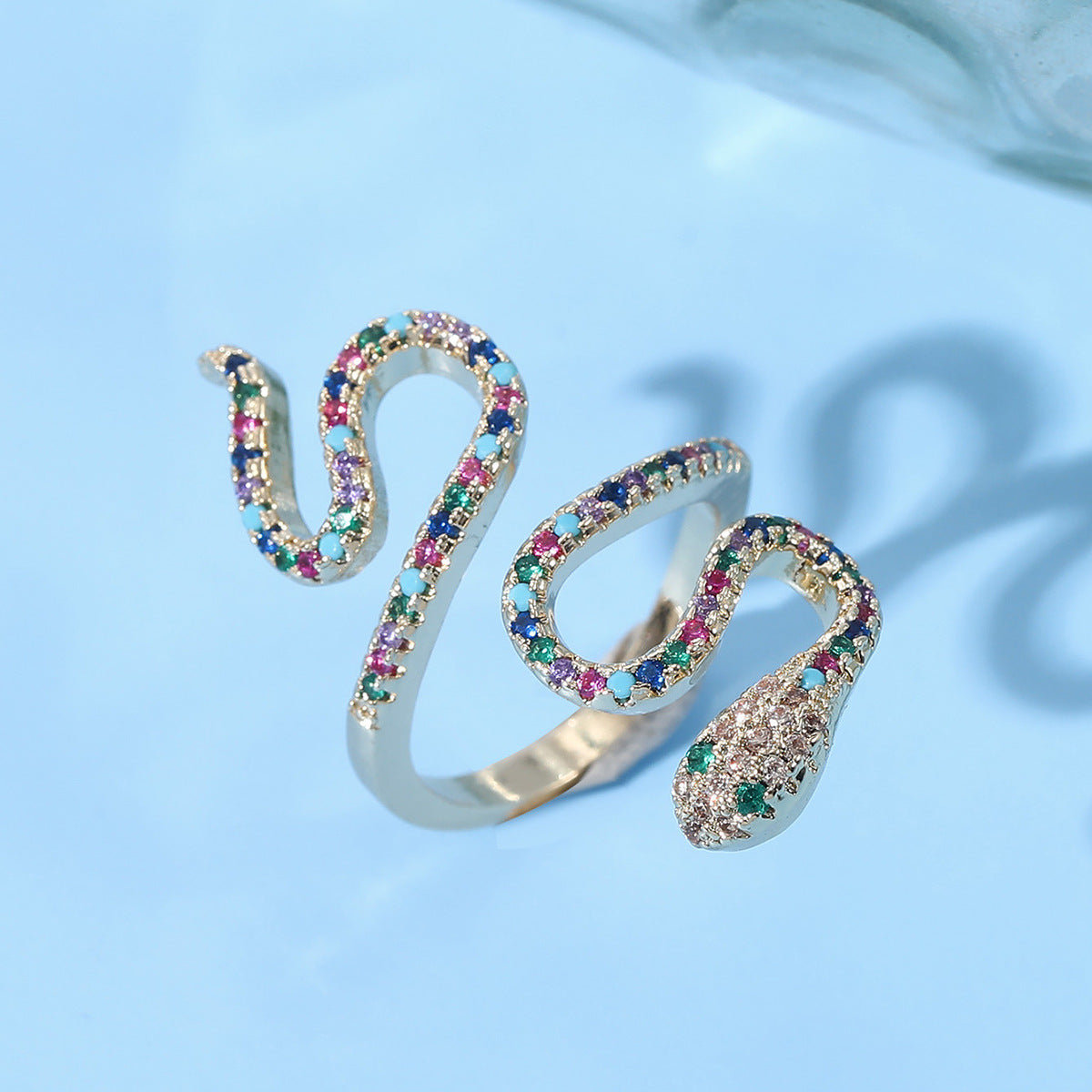 New European And American Diamond Cobra Ring