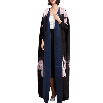 Women's Pleated Cardigan Robe Dress