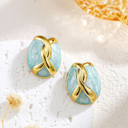 Vintage Egg Surface Enamel Enamel Earrings Women