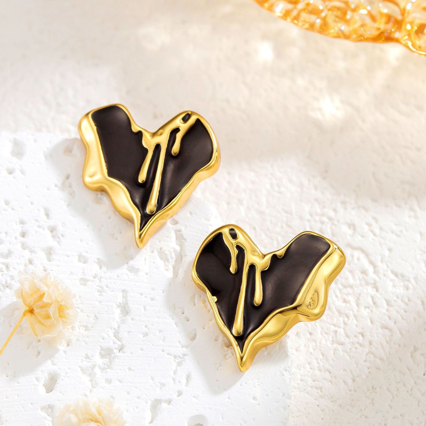 Liquid Irregular Heart-shaped Dripping Stud Earrings Women