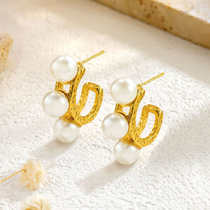 Affordable Luxury Fashion Vintage Pearl Stainless Steel Earrings